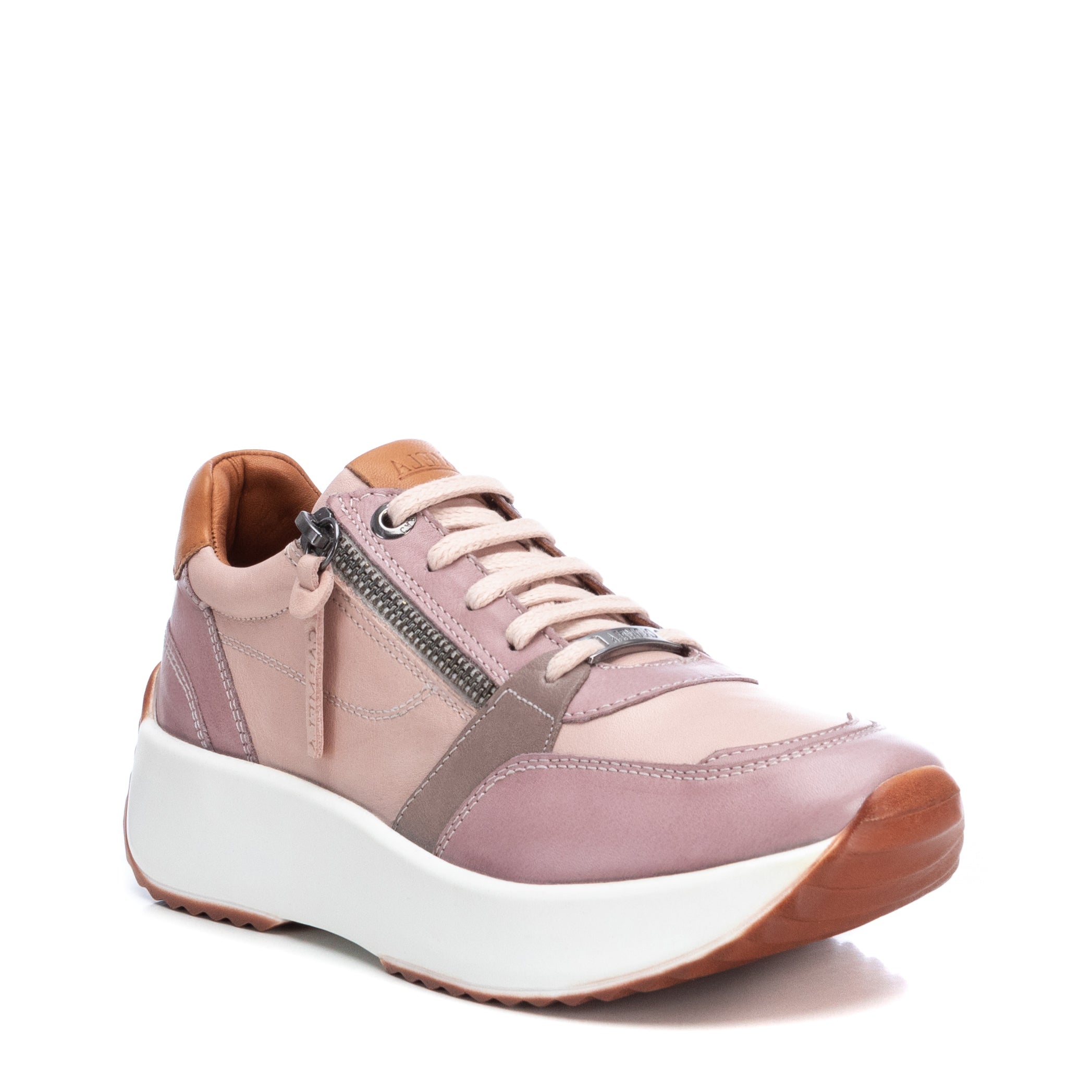 Carmela 16021001 basket cuir marron zip semelle épaisse