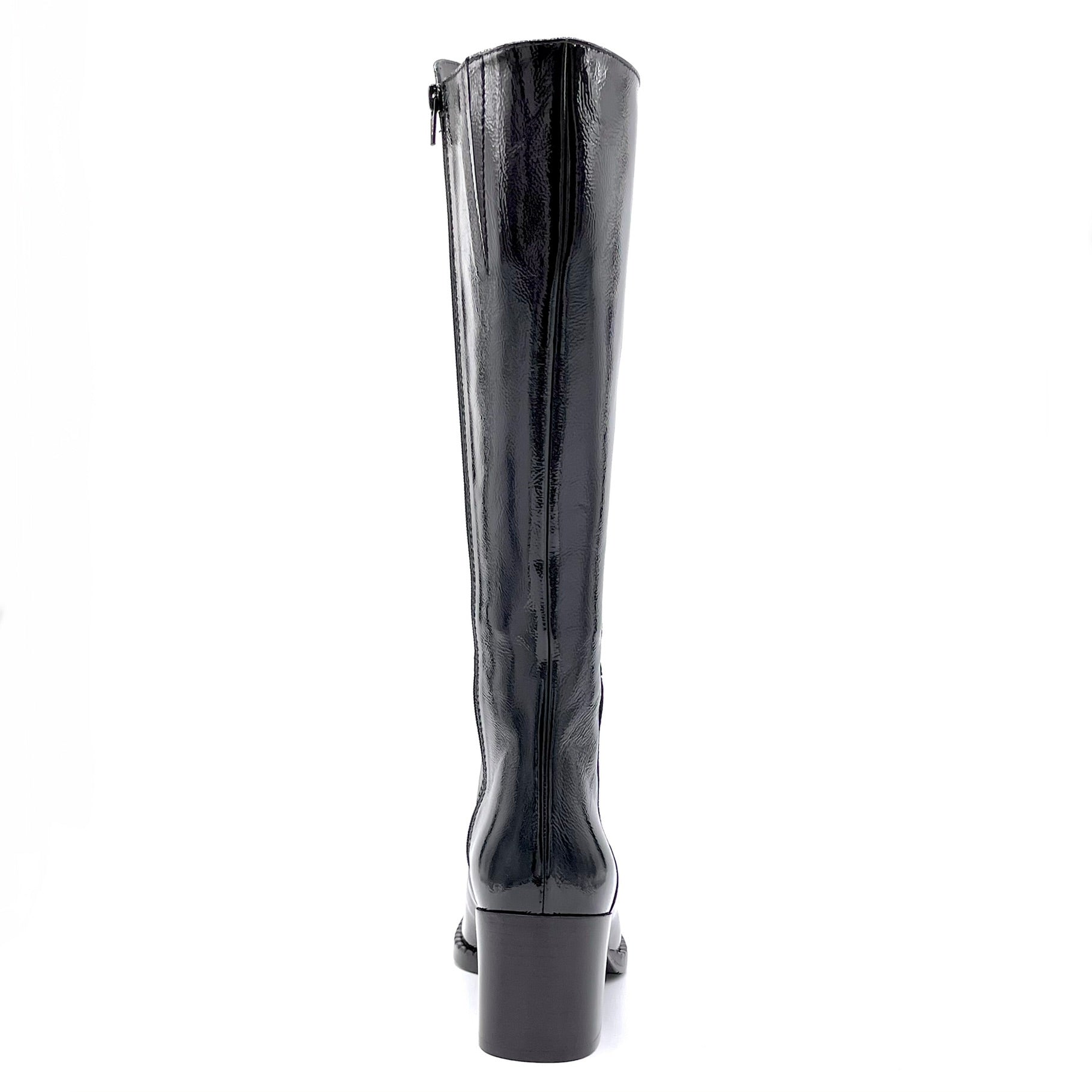 ELATA 51505 bottes vernis noir froissé talon 6 cm