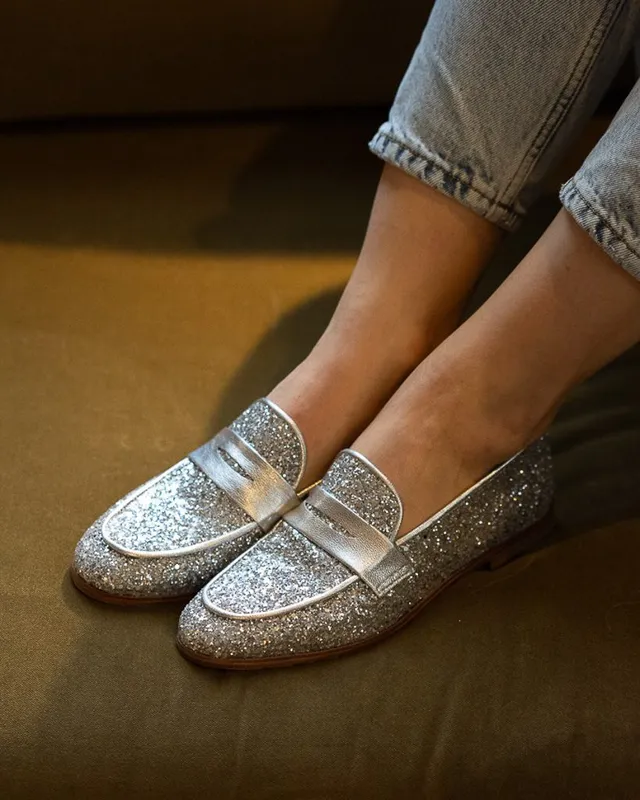 Dessine Moi Un Soulier Romy mocassin glitter argent