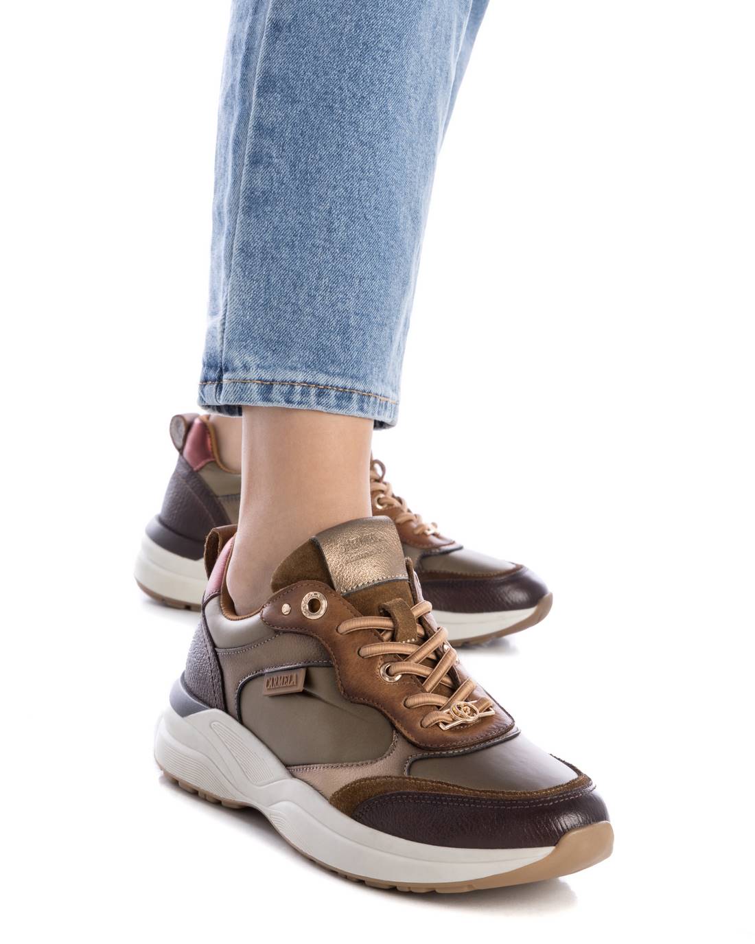 Carmela 16183904 tennis cuir marron lacets