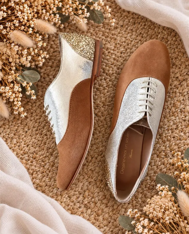 Dessine Moi Un Soulier plat richelieu camel champagne 37
