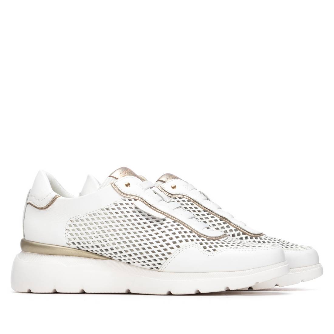 Carmela 16321104 sneaker cuir blanc ajouré