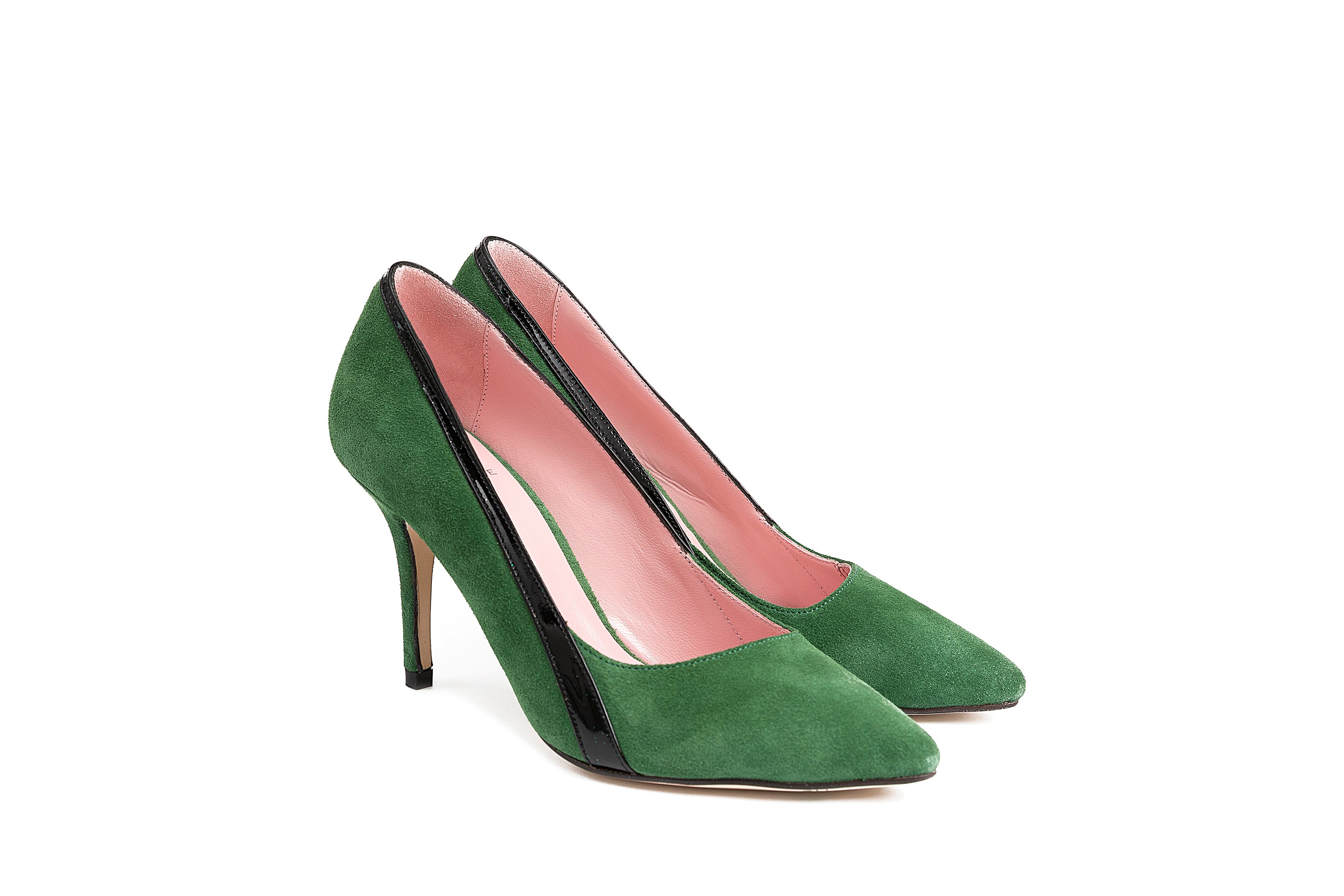 Coralie Masson Gigi escarpins vert vernis noir talon 9 cm