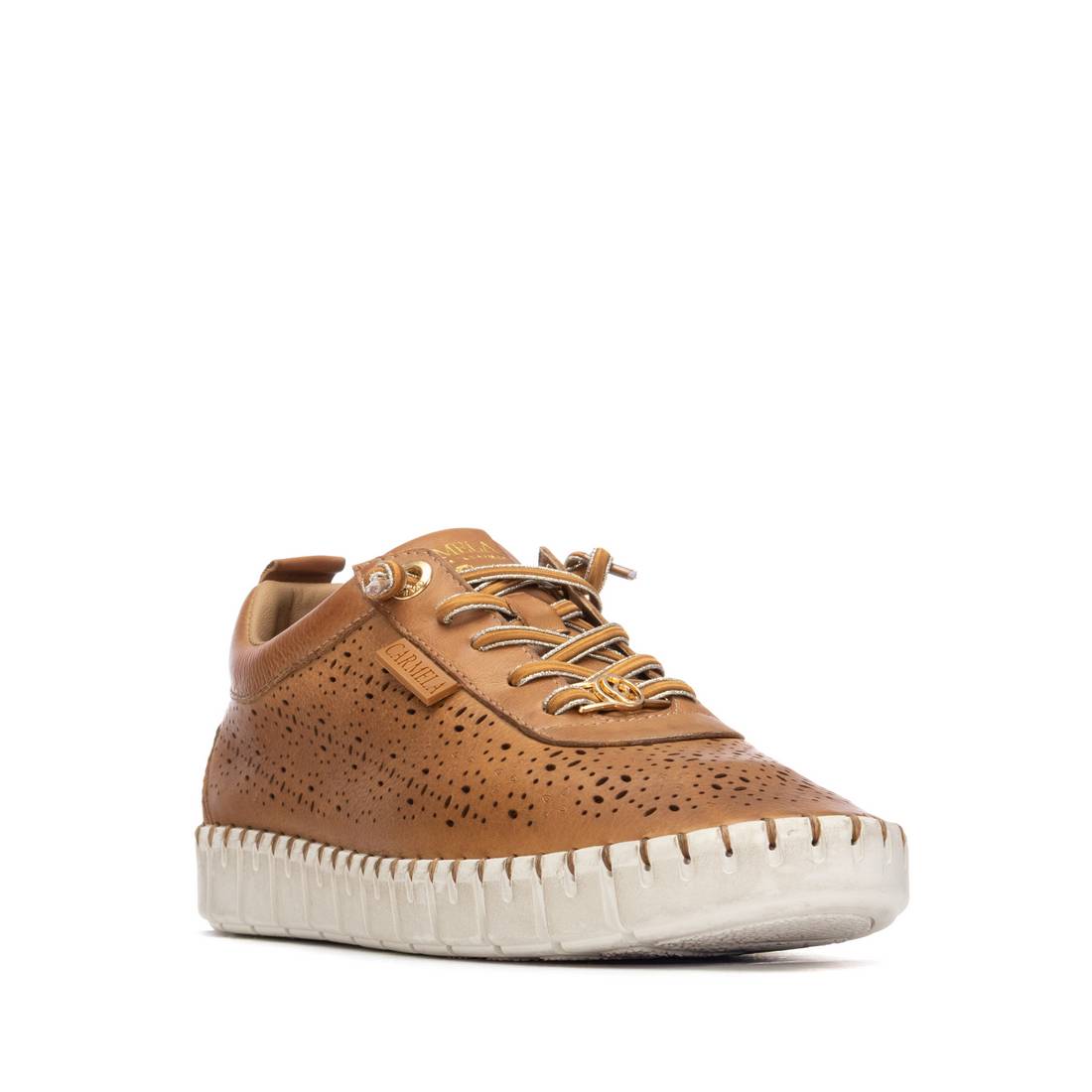 Carmela 16309904 basket femme camel cuir perforé