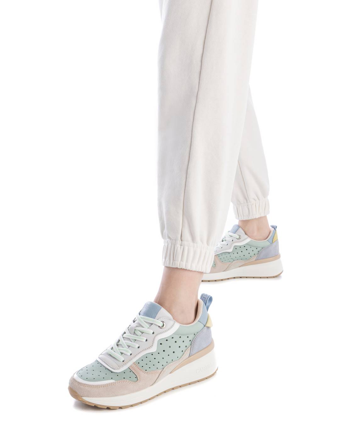 Carmela 162269 16226904 basket femme vert cuir