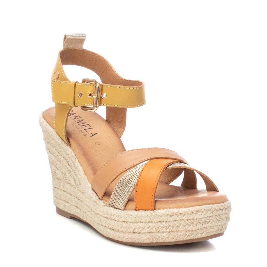 Carmela 16162402 sandales cuir jaune compensé 10 cm