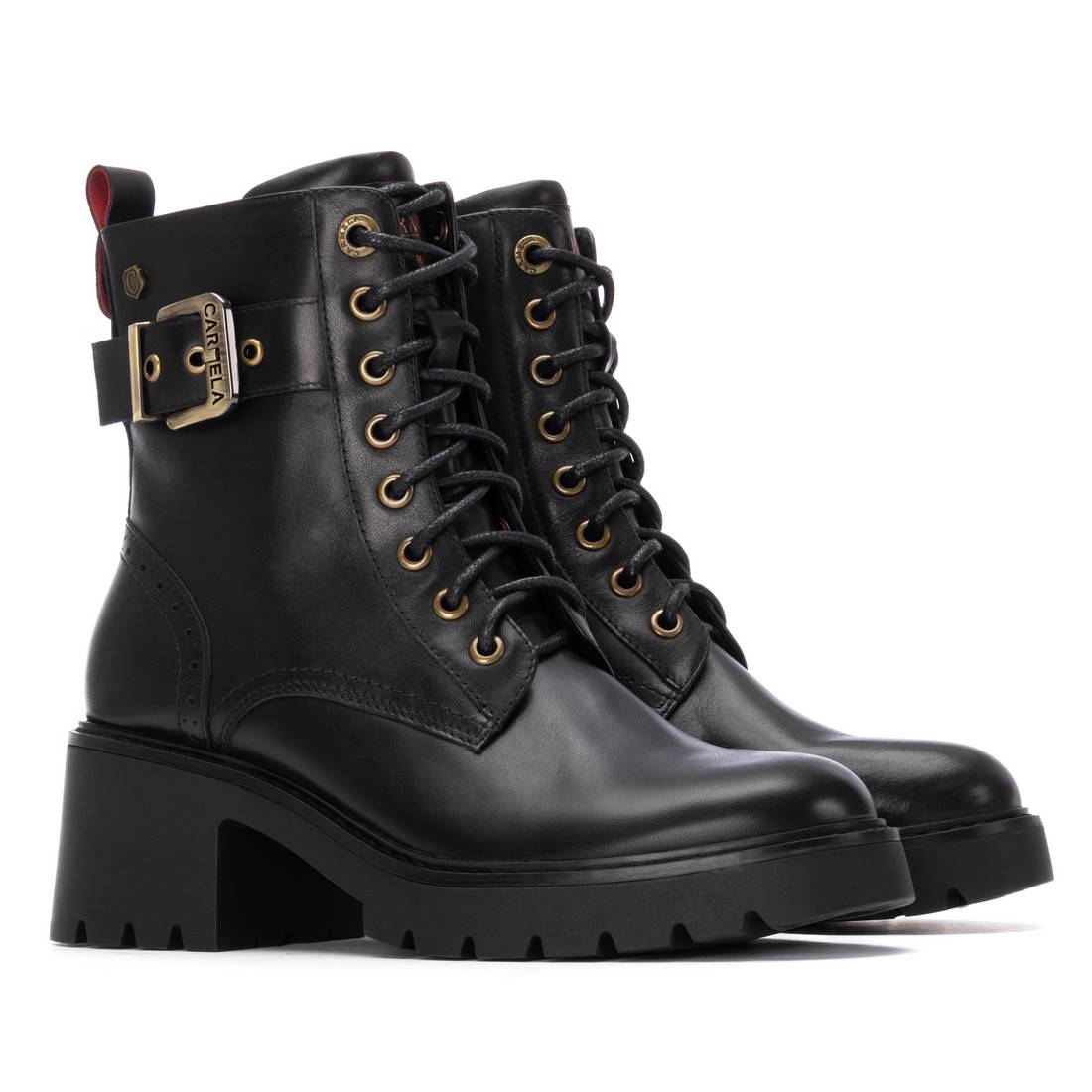 Carmela 16256802 bottine à talon noir cuir