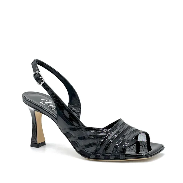 ELATA 13121 sandales vernis noir resille talon 7,5 cm