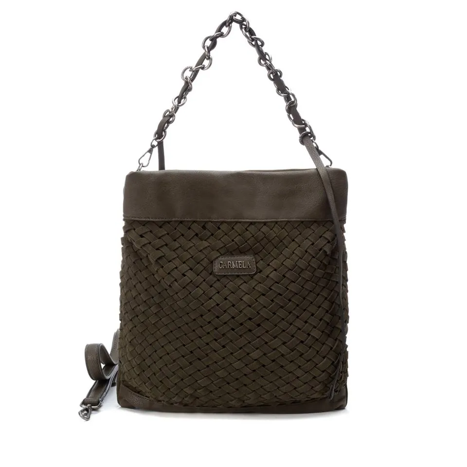Carmela 18600405 sac épaule femme vert cuir tressé