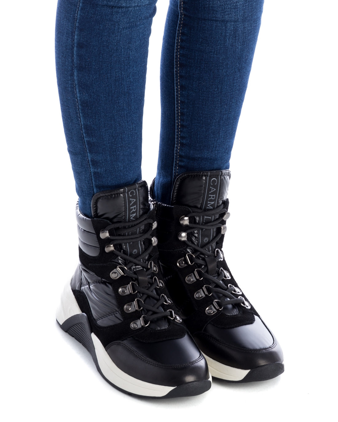 Carmela 16029302 bottine sneaker cuir noir tige haute