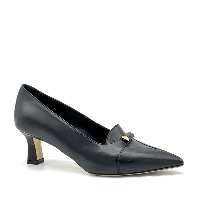 ELATA 56510 escarpins cuir noir doré talon 5,5 cm