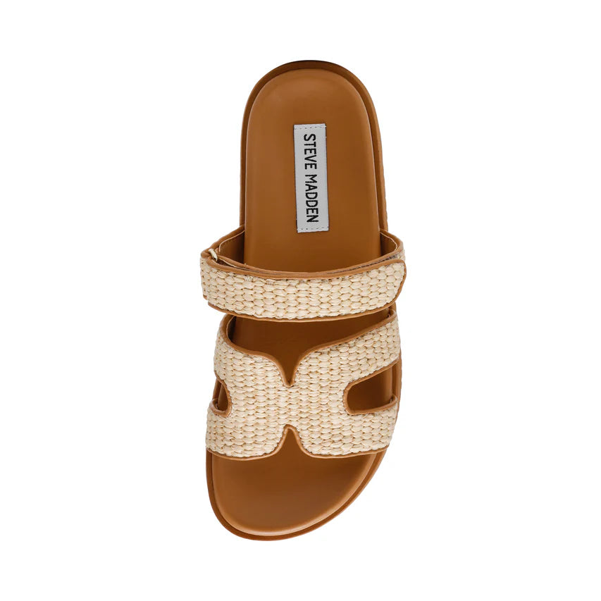 Steve Madden Missile-E Sandales Beige Raphia Velcro