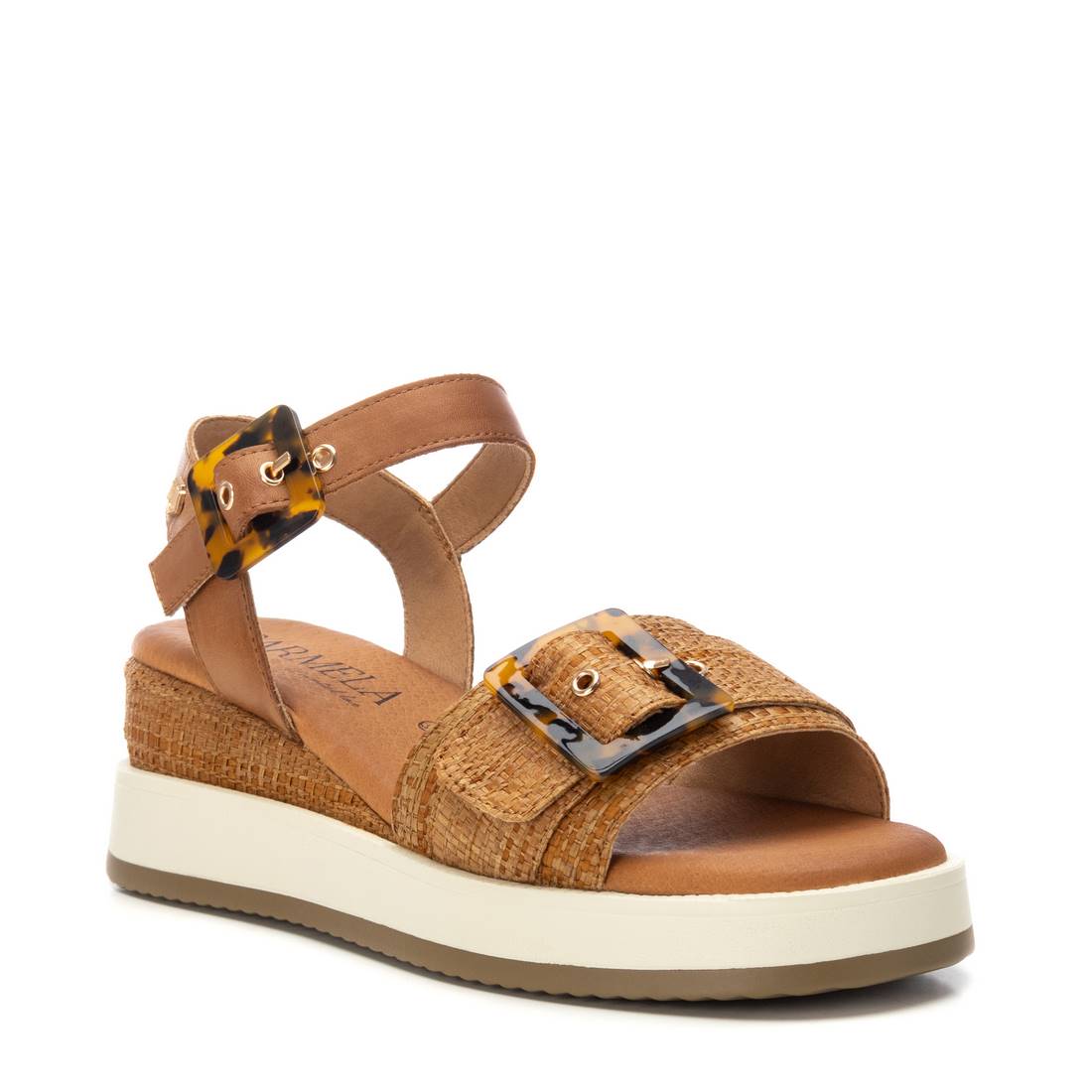 Carmela 16222702 sandale camel raphia compensée 6 cm