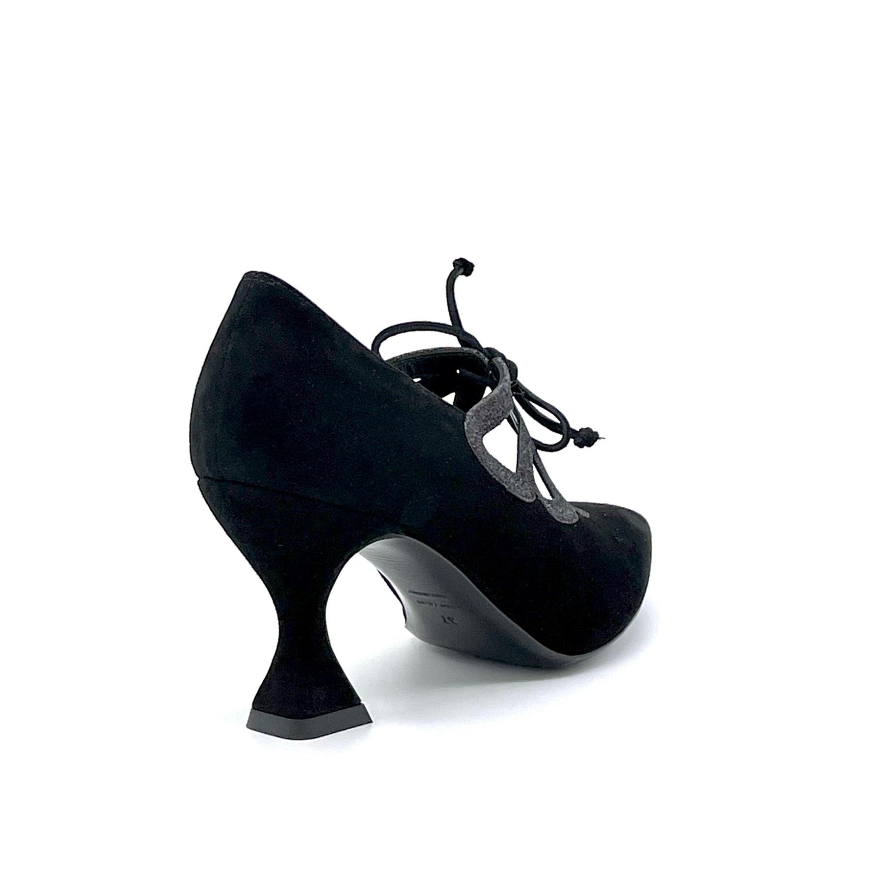 Elata 53516 derbies noir glitter nœud talon 7,5 cm