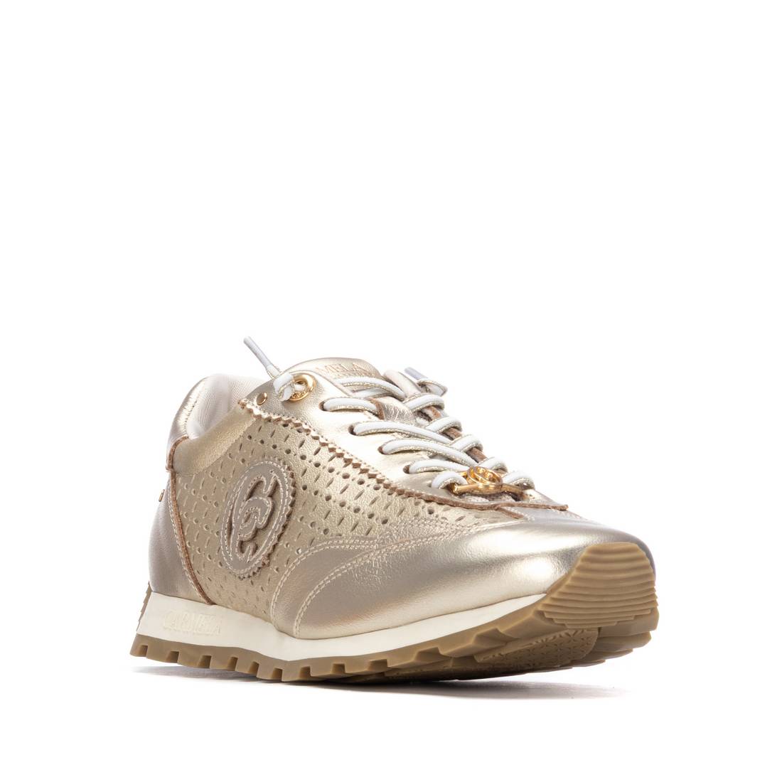 Carmela 16311303 basket femme cuir or ajouré