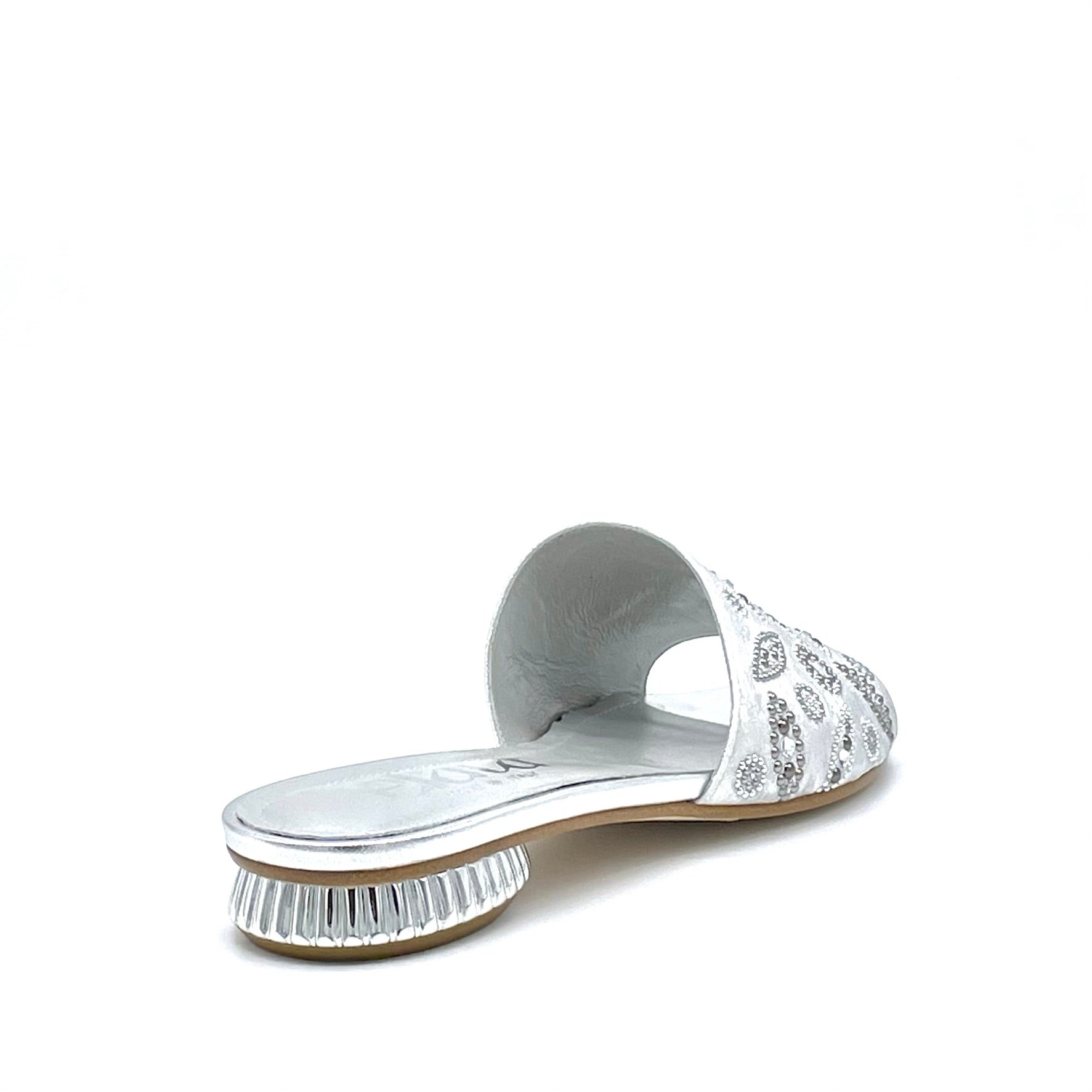 ELATA 15180-3 mules satin argent strass talon 1 cm