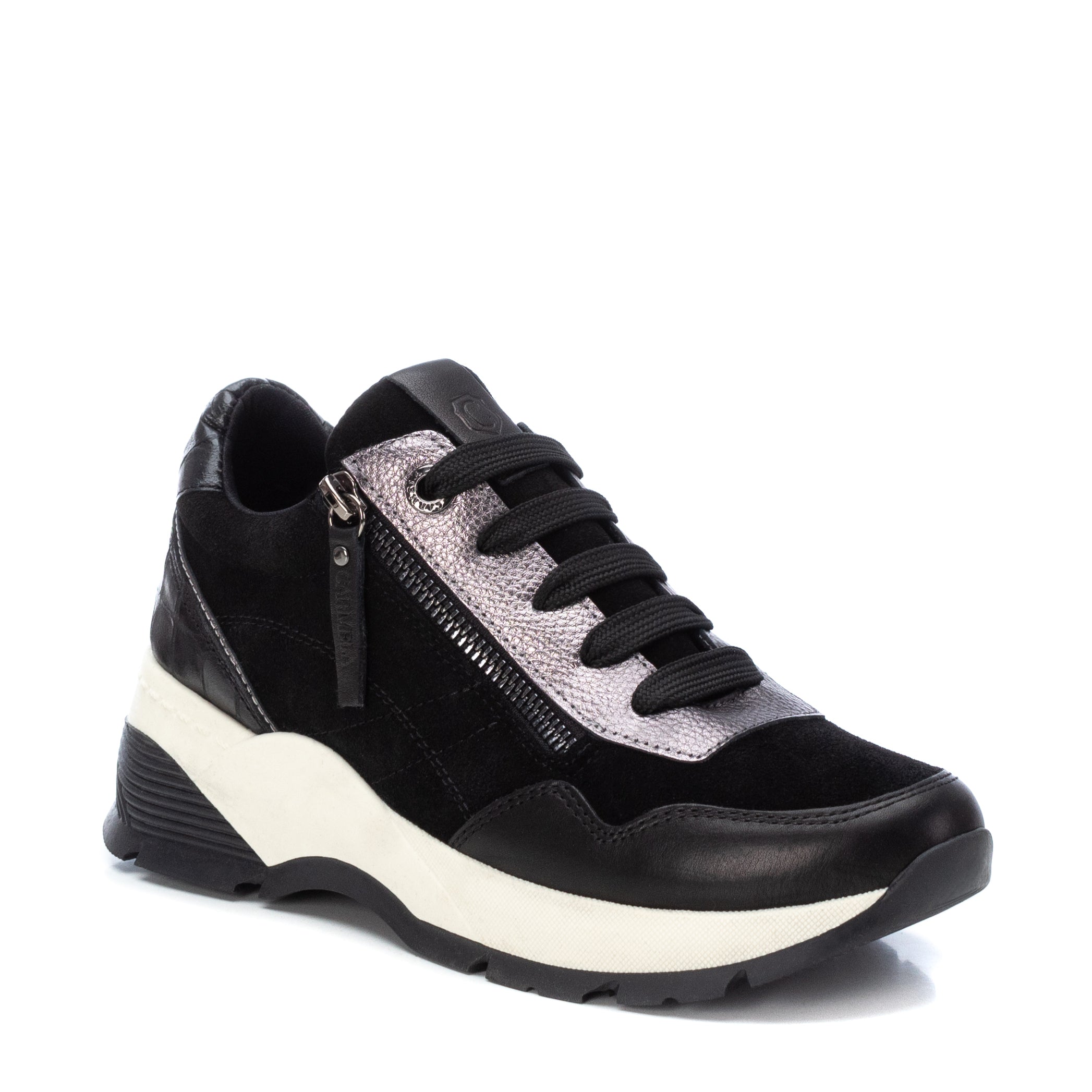 Carmela 16019501 sneaker cuir noir plateforme