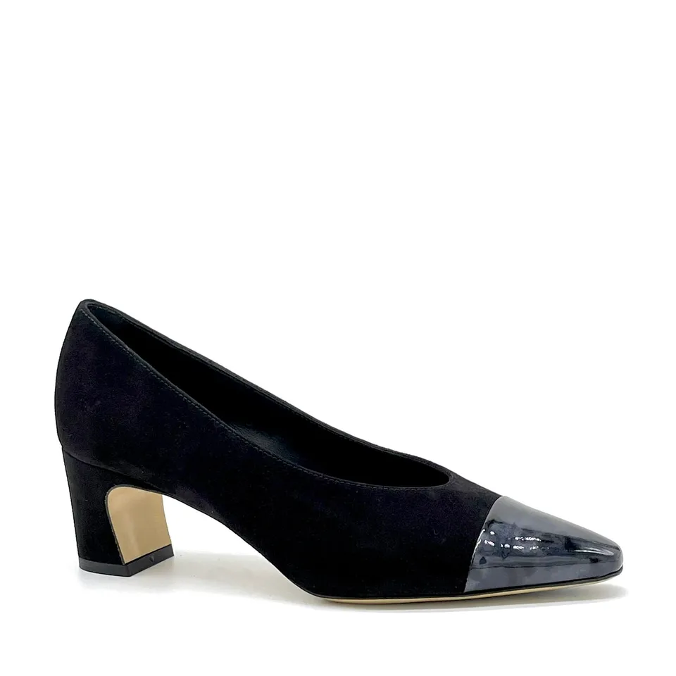 Elata 56516 escarpin daim noir écaille pointure 39 talon 5,5 cm