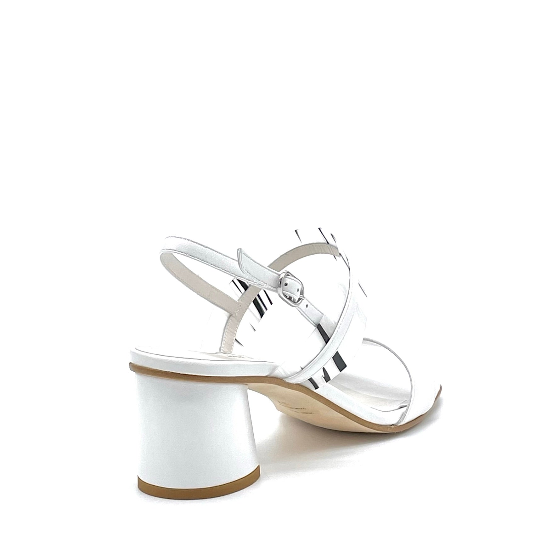 ELATA 15159 sandales cuir blanc vinyle talon 5,5 cm