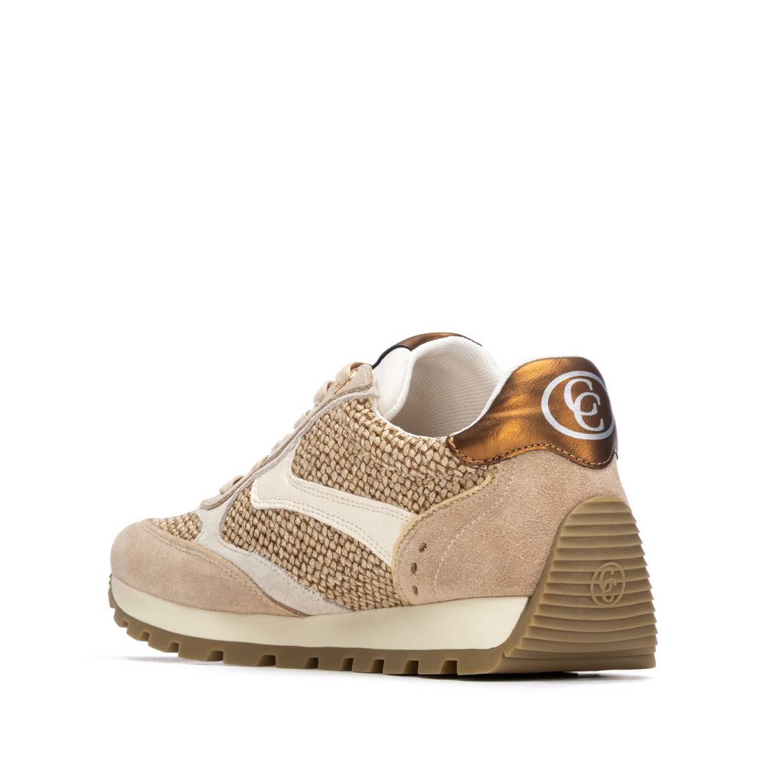 Carmela 16323002 baskets femme beige tressée