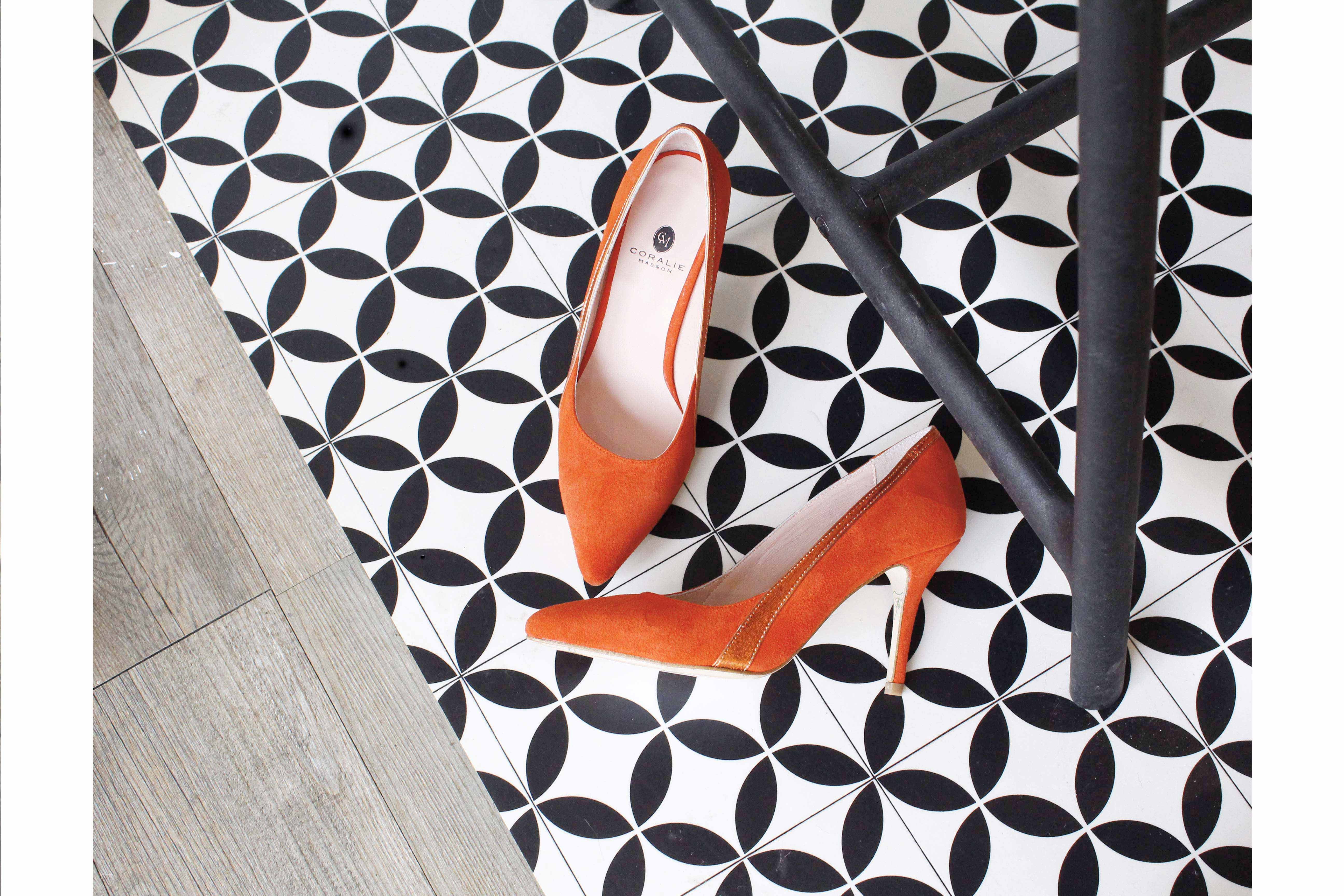 Coralie Masson Gigi escarpins orange cuir talon 9 cm