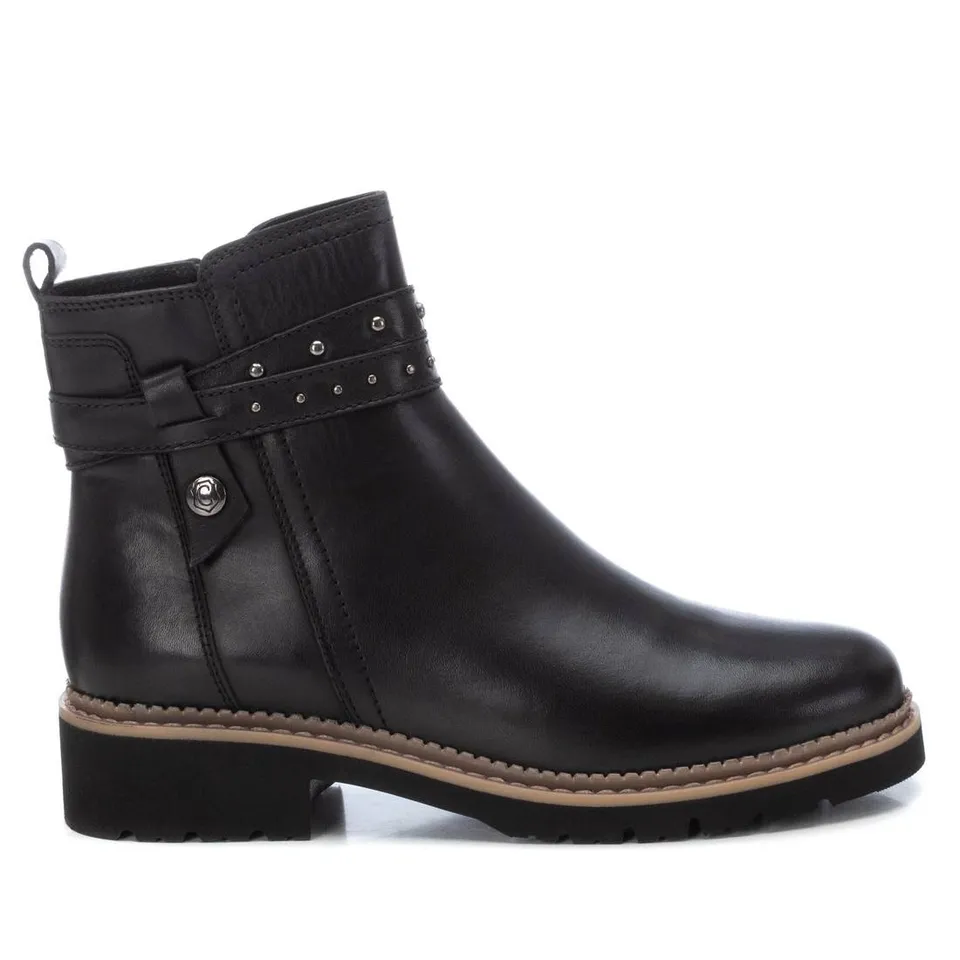 Carmela 16171901 bottines cuir noir talon plat