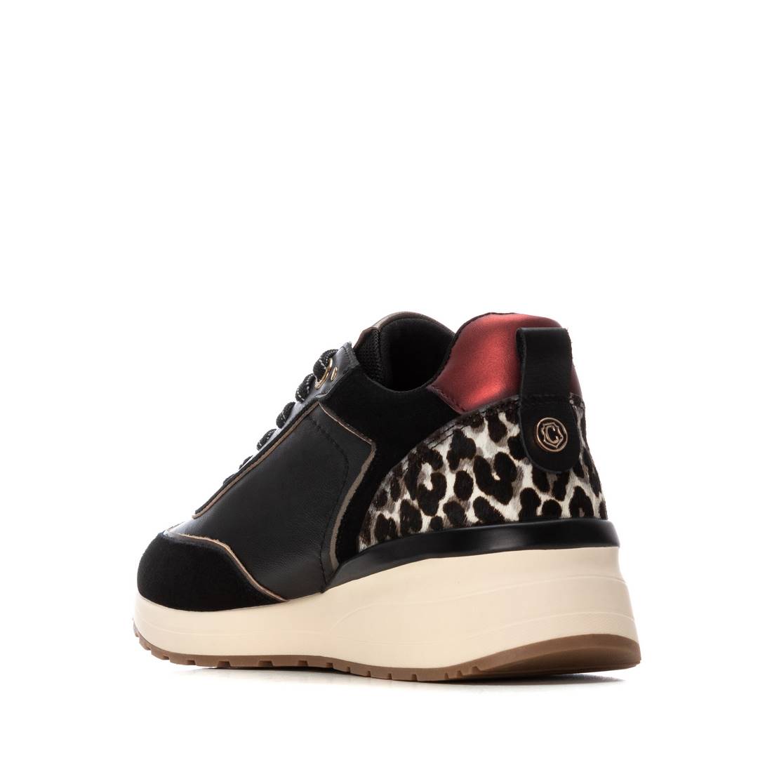 Carmela 16244101 basket femme cuir noir lacets métallisée