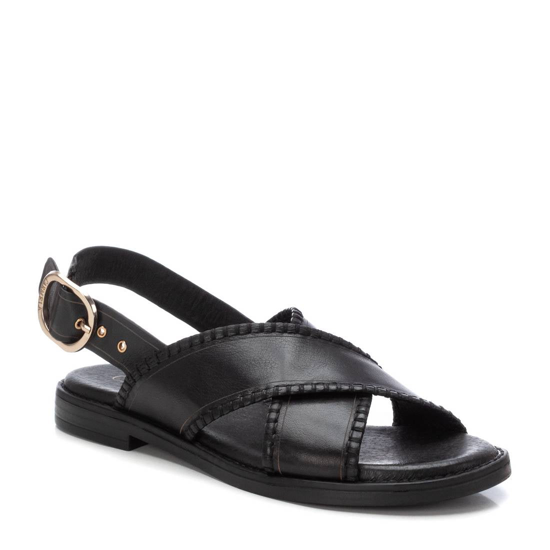 Carmela 16220102 sandale cuir noir boucle plate