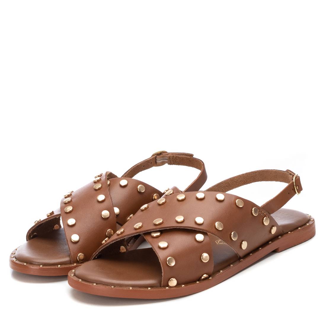 Carmela 16074102 sandale cuir marron boucle cloutée