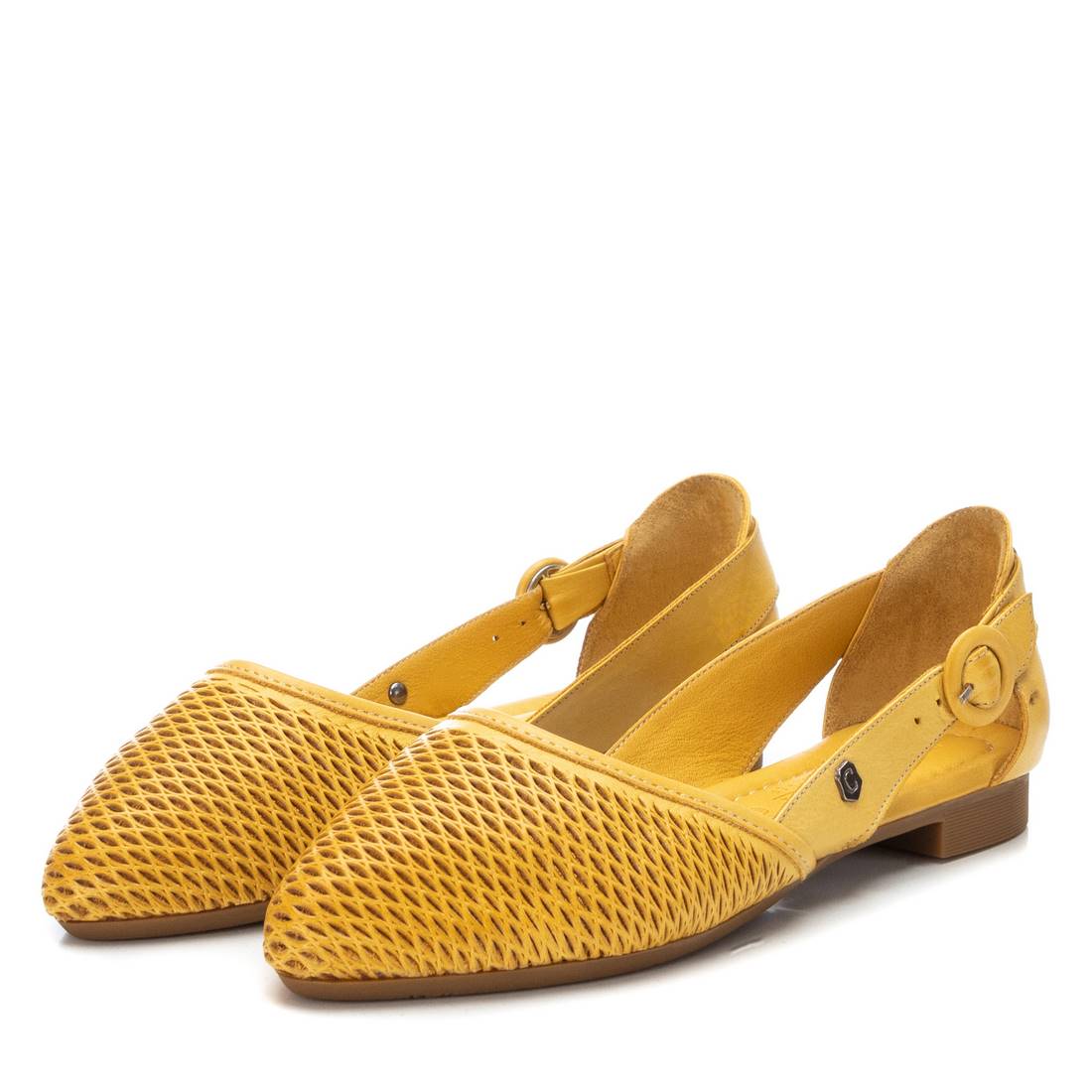 Carmela 16076003 ballerines femme jaune cuir plat