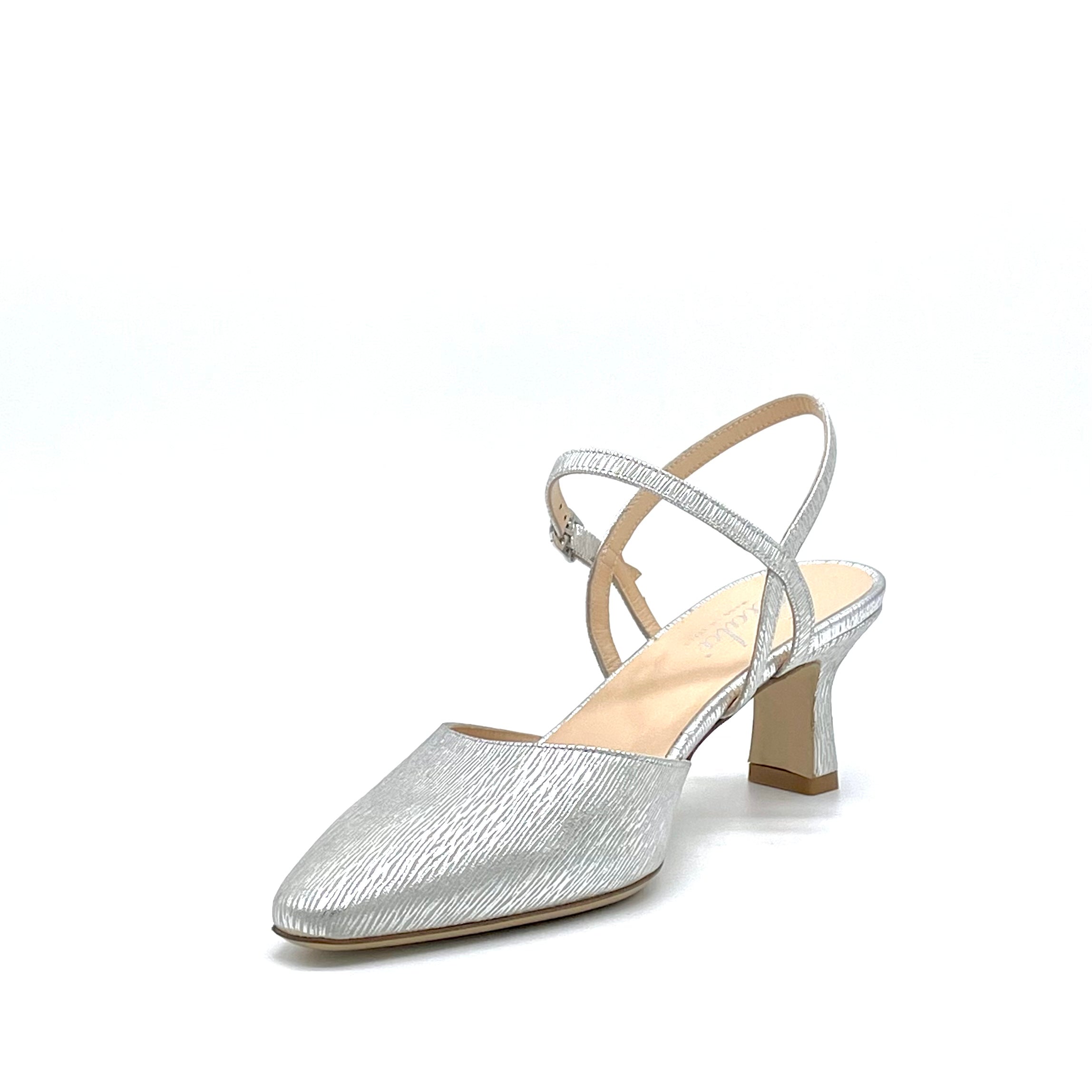 Elata 13168 slingbacks cuir argenté talon 5,5 cm
