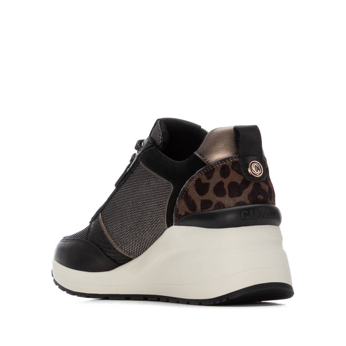 Carmela 16252101 baskets compensées noir cuir