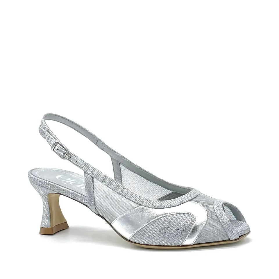 ELATA 16104 open toe argent résille talon 5,5 cm
