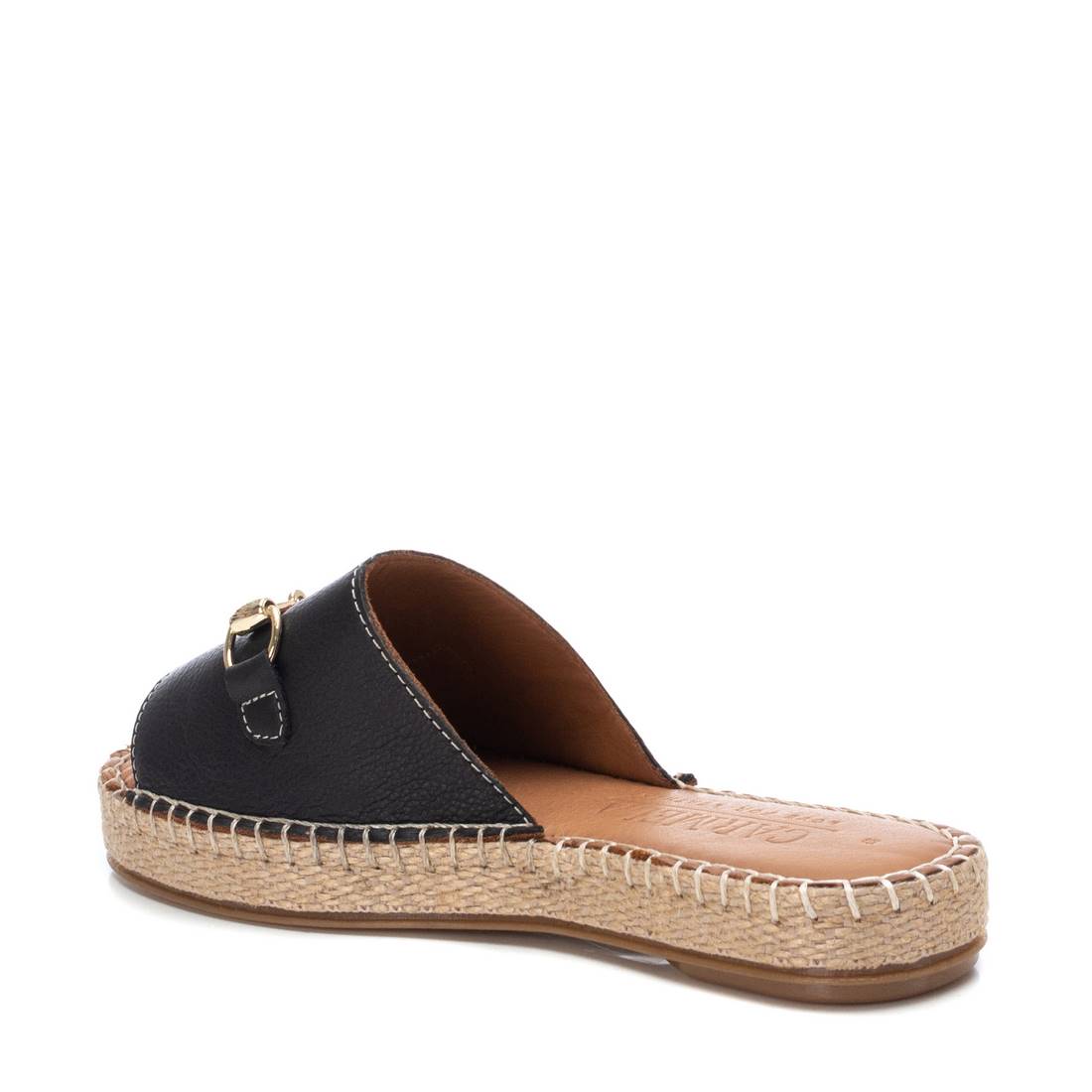 Carmela 16075503 sandale cuir noir talon plat