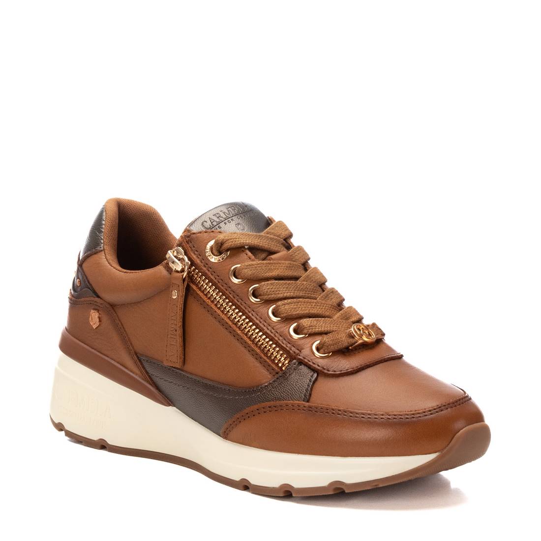 Carmela 16182502 baskets cuir marron zip