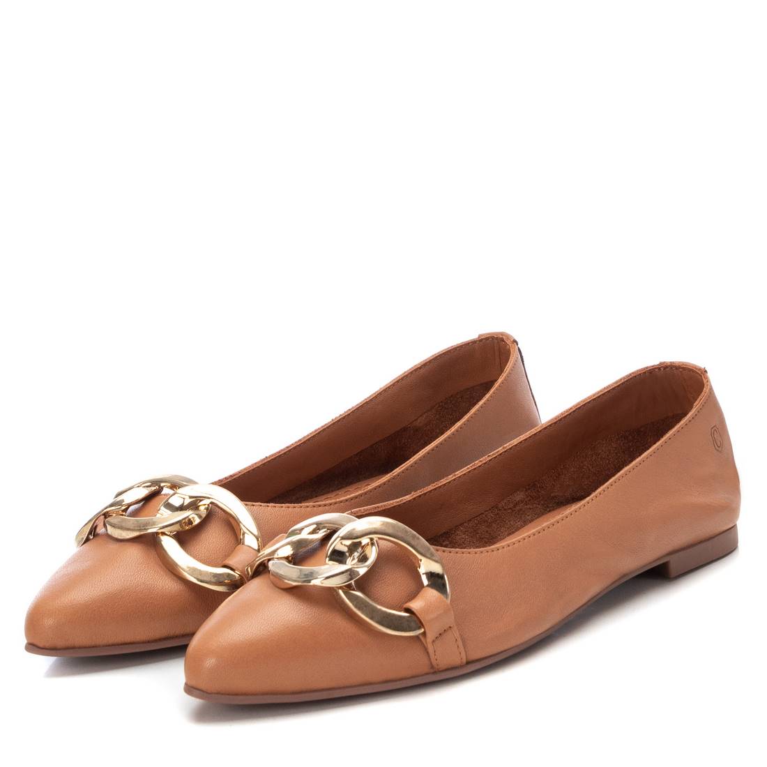 Carmela 16055102 ballerines femme cuir marron chaîne