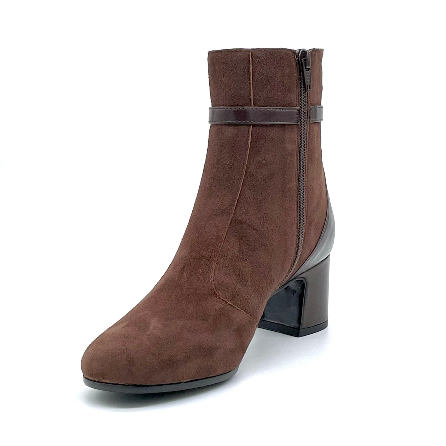 ELATA 52538 bottines suède marron boucle talon 5,5cm
