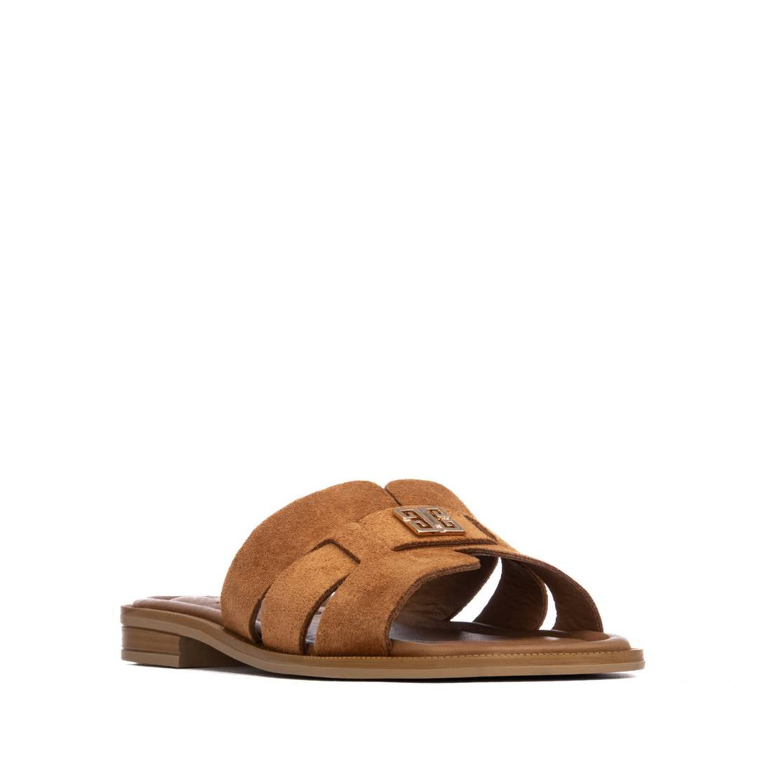 Carmela 16306105 sandale cuir camel plate