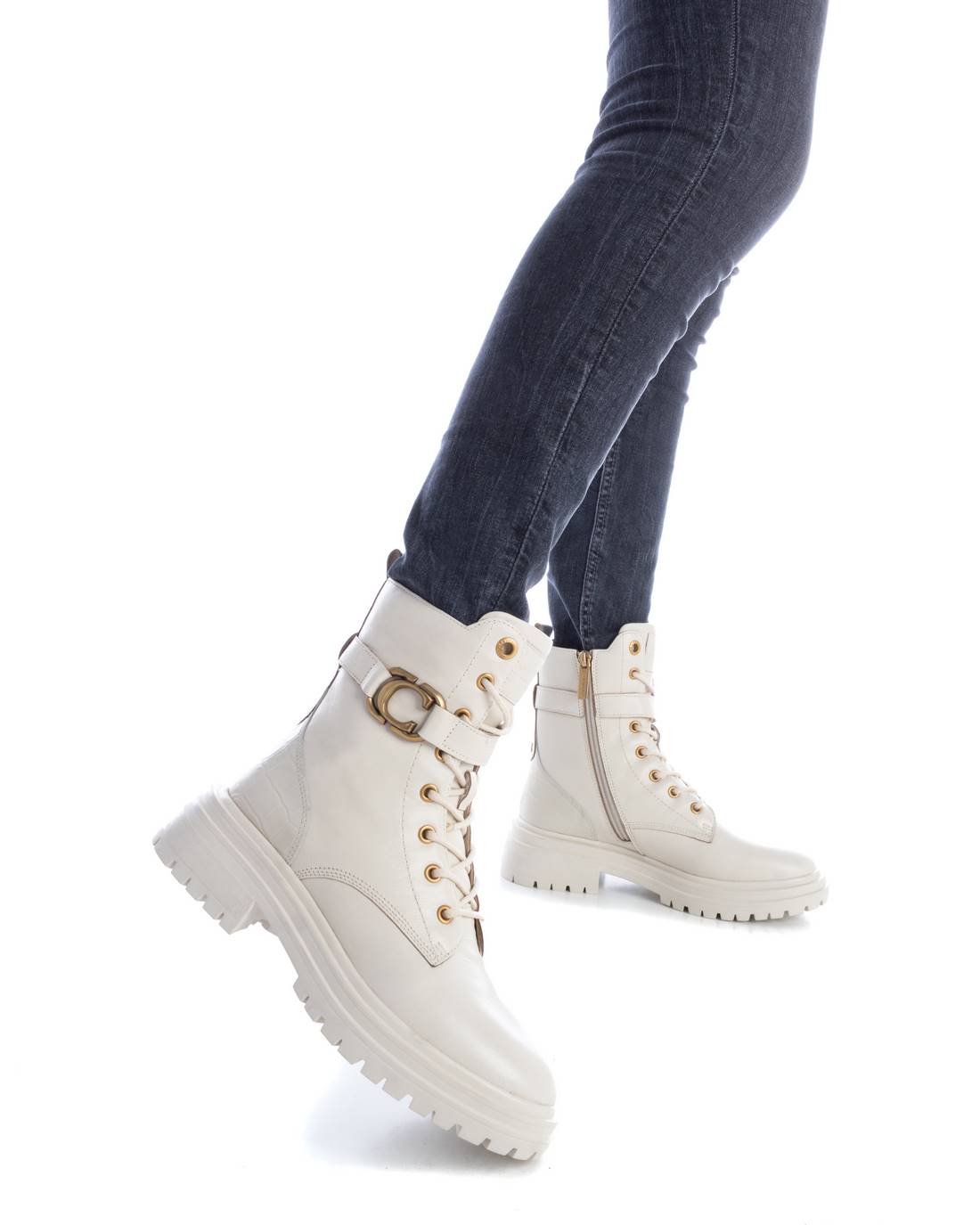 Carmela 16089102 bottines militaires cuir blanc