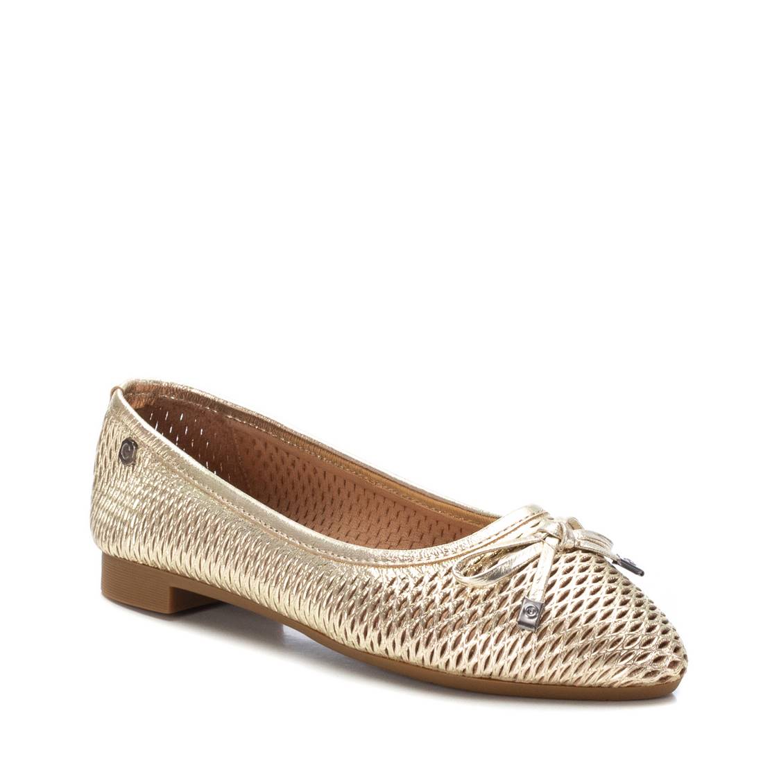 Carmela 16076107 ballerine dorée cuir plate nœud