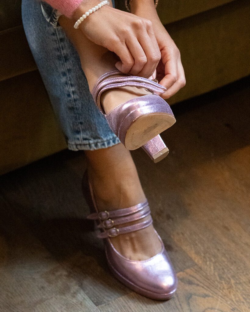Dessine Moi Un Soulier Escarpin plateforme irisé lilas léger