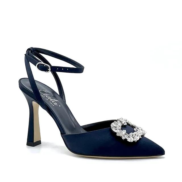 Elata 13144 slingback soie bleue bijou talon 9,5 cm