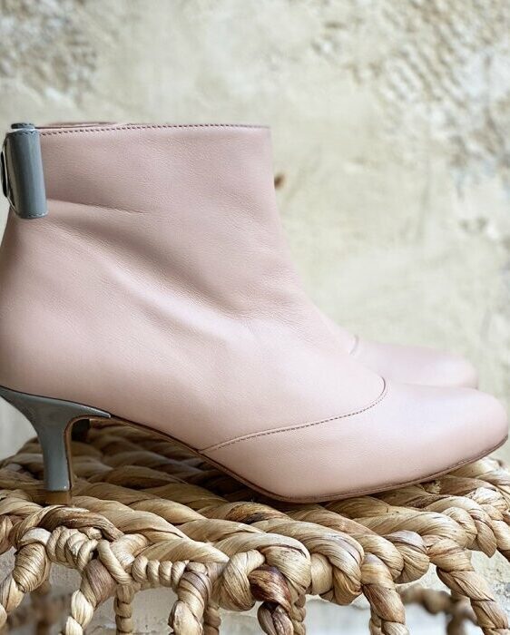 Dessine Moi Un Soulier bottine cuir beige rosé vernis gris 36,5 talon