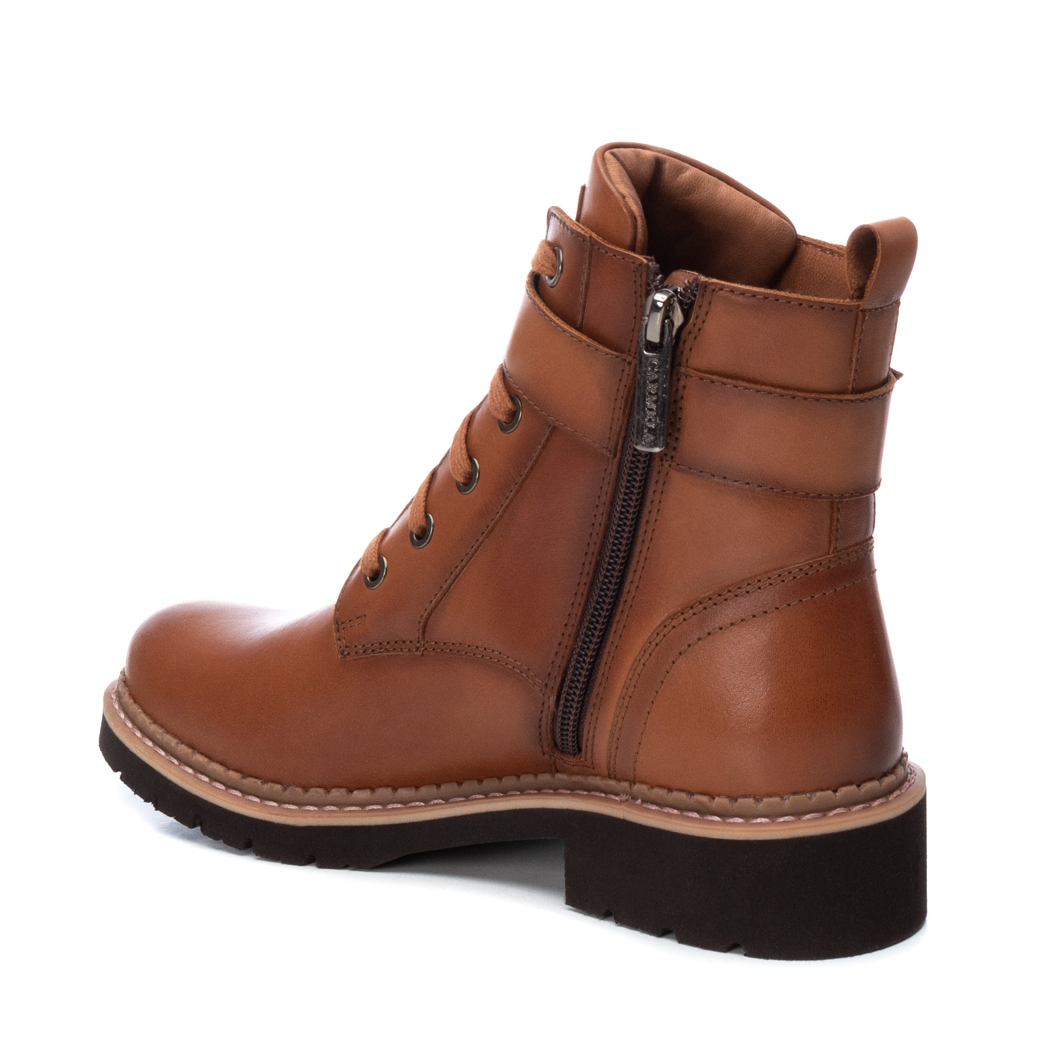 Carmela 16004702 bottines cuir marron style militaire