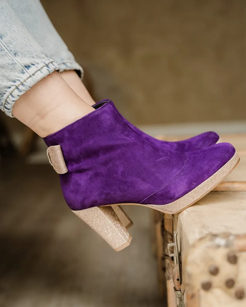 Dessine Moi Un Soulier bottines plateforme velours violet paillettes 37,5