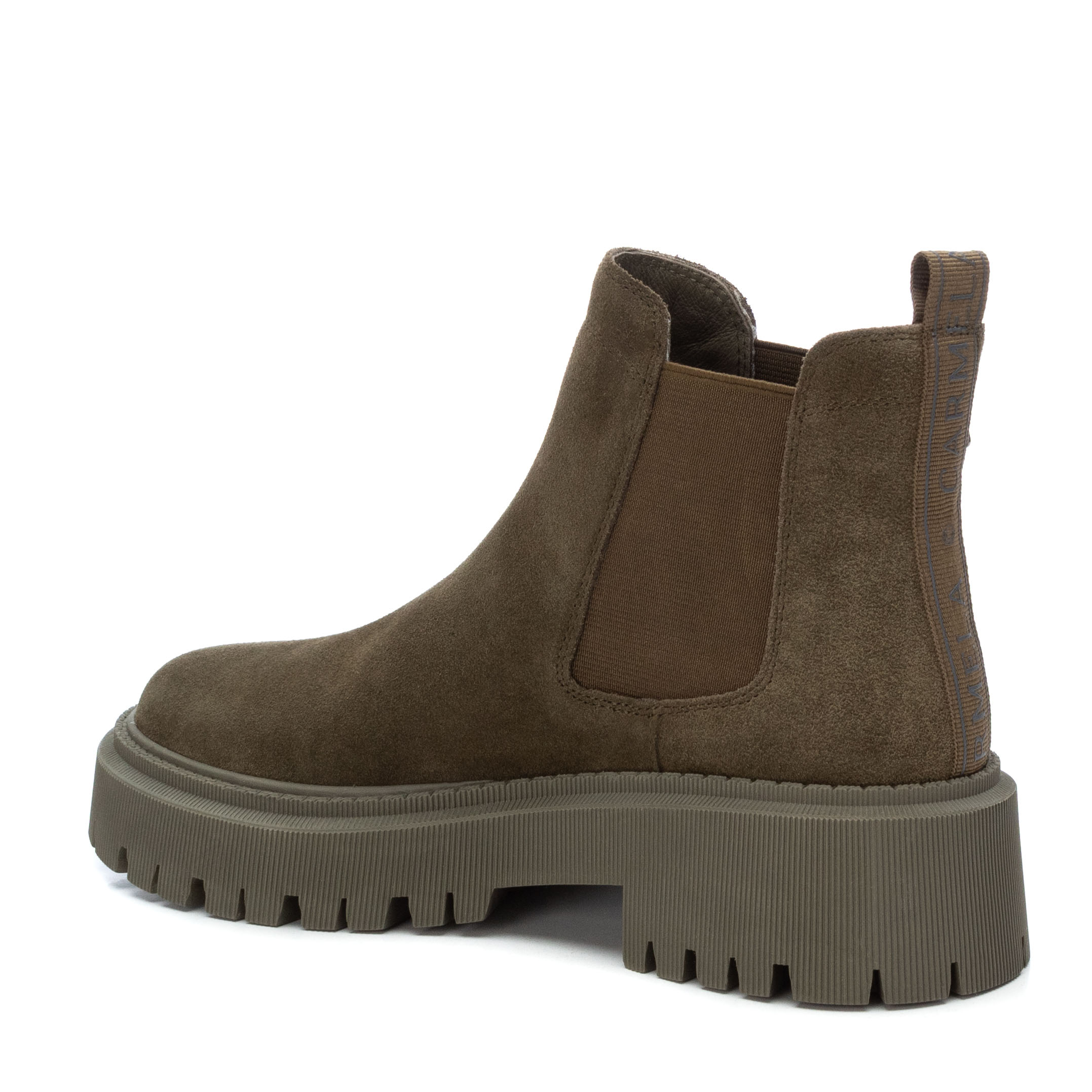 Carmela 16011603 bottines cuir vert chelsea plat