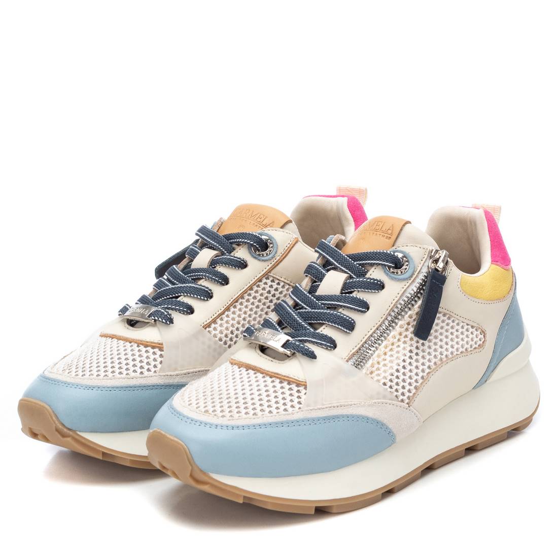 Carmela 16044404 baskets femme cuir bleu zip