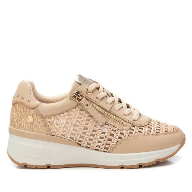 Carmela 16232602 baskets femme cuir beige lacets