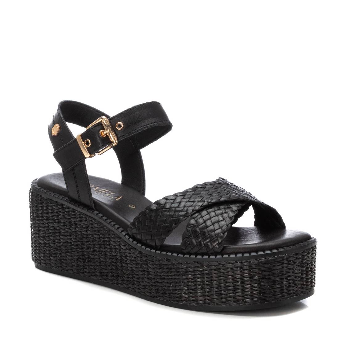Carmela 16236102 sandales compensées noires cuir véritable
