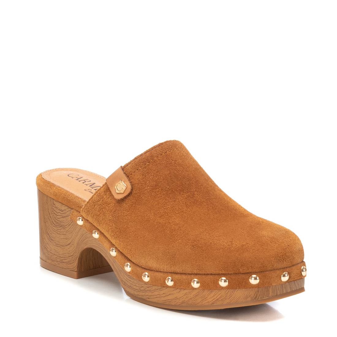 Carmela 16147501 sabots cuir marron talon 7 cm clous